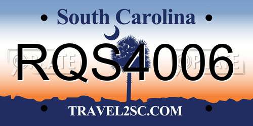 RQS4006 South Carolina License Plate