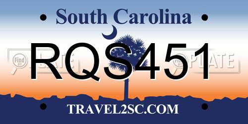 RQS451 South Carolina License Plate