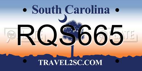 RQS665 South Carolina License Plate