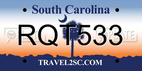 RQT533 South Carolina License Plate
