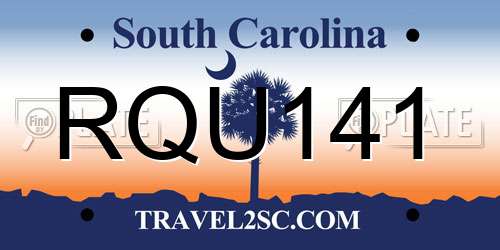 RQU141 South Carolina License Plate