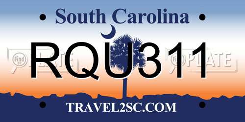 RQU311 South Carolina License Plate