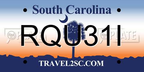 RQU31I South Carolina License Plate
