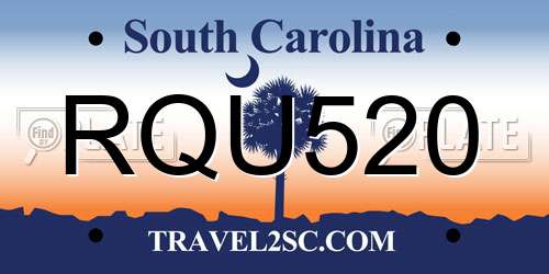 RQU520 South Carolina License Plate