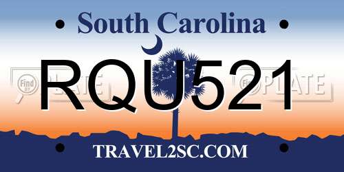 RQU521 South Carolina License Plate