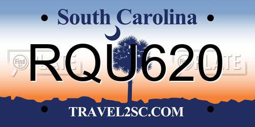 RQU620 South Carolina License Plate
