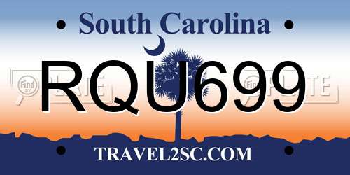 RQU699 South Carolina License Plate
