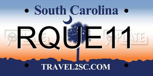 RQUE11 South Carolina License Plate
