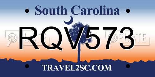 RQV573 South Carolina License Plate