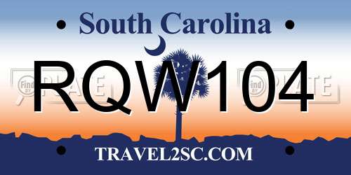 RQW104 South Carolina License Plate