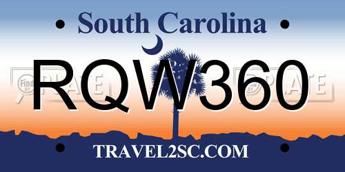 RQW360 South Carolina License Plate