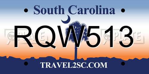 RQW513 South Carolina License Plate