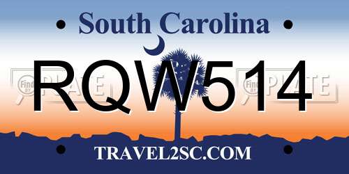 RQW514 South Carolina License Plate
