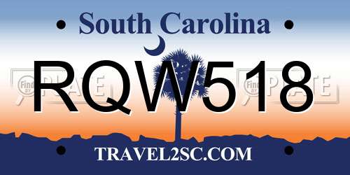 RQW518 South Carolina License Plate