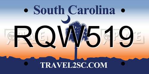RQW519 South Carolina License Plate