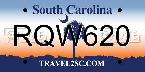 RQW620 South Carolina License Plate