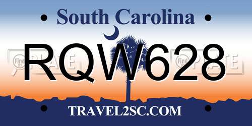 RQW628 South Carolina License Plate