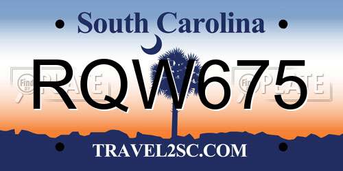 RQW675 South Carolina License Plate