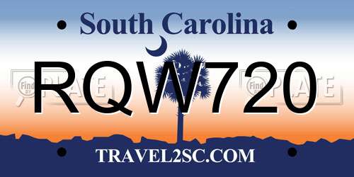 RQW720 South Carolina License Plate