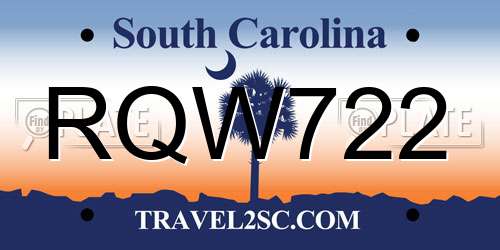 RQW722 South Carolina License Plate