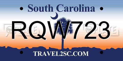 RQW723 South Carolina License Plate