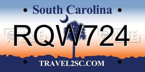 RQW724 South Carolina License Plate