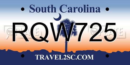 RQW725 South Carolina License Plate