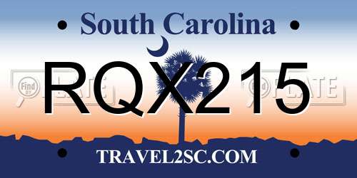 RQX215 South Carolina License Plate