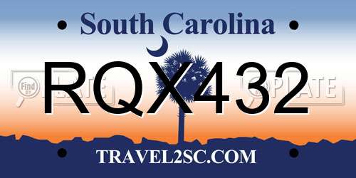 RQX432 South Carolina License Plate