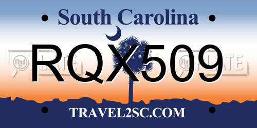RQX509 South Carolina License Plate