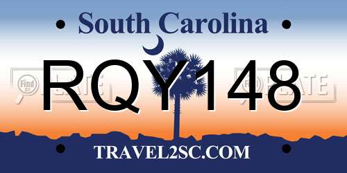 RQY148 South Carolina License Plate