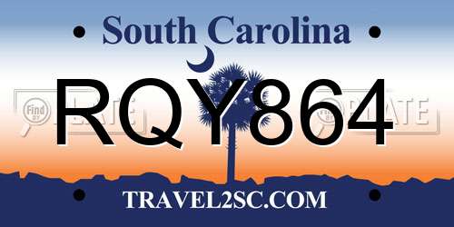 RQY864 South Carolina License Plate