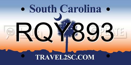 RQY893 South Carolina License Plate