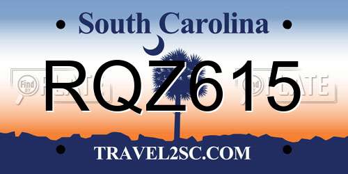 RQZ615 South Carolina License Plate