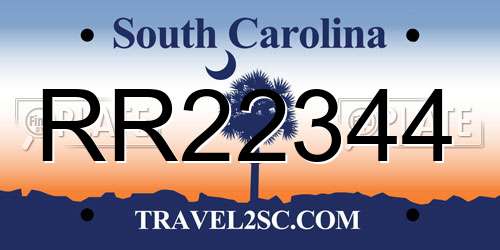 RR22344 South Carolina License Plate