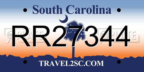 RR27344 South Carolina License Plate