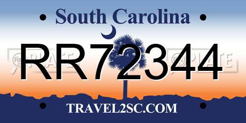 RR72344 South Carolina License Plate