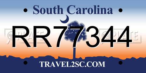 RR77344 South Carolina License Plate