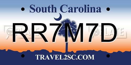 RR7M7D South Carolina License Plate