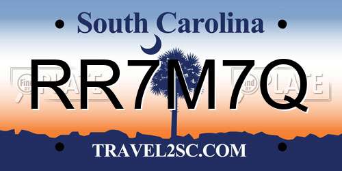 RR7M7Q South Carolina License Plate