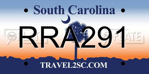 RRA291 South Carolina License Plate