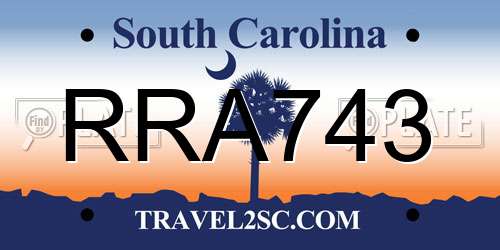 RRA743 South Carolina License Plate