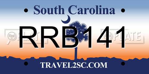 RRB141 South Carolina License Plate