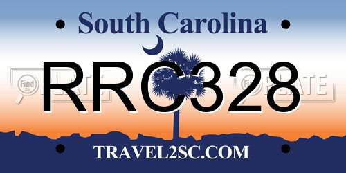RRC328 South Carolina License Plate