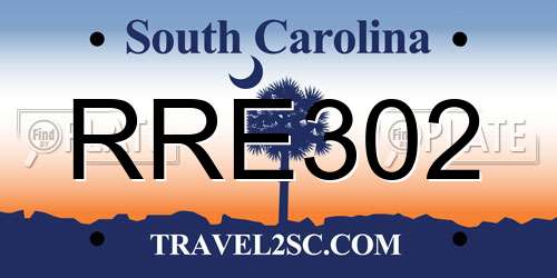 RRE302 South Carolina License Plate