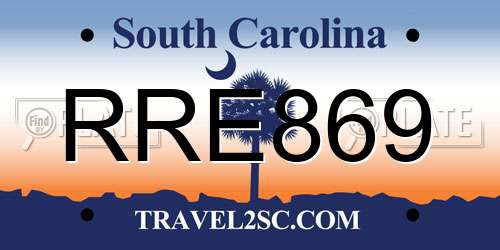RRE869 South Carolina License Plate