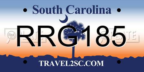 RRG185 South Carolina License Plate