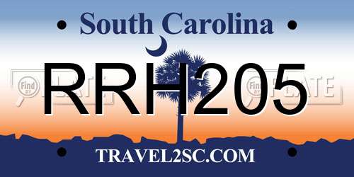 RRH205 South Carolina License Plate