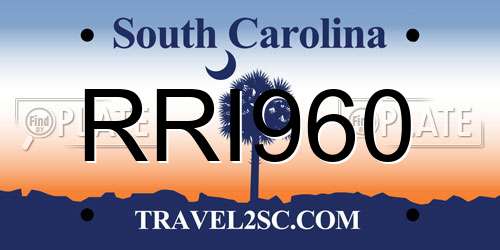 RRI960 South Carolina License Plate