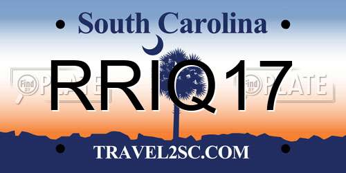 RRIQ17 South Carolina License Plate